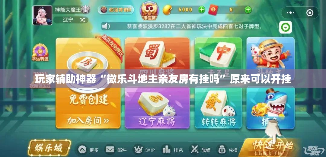 玩家辅助神器“微乐斗地主亲友房有挂吗”原来可以开挂