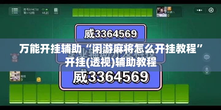 万能开挂辅助“闲游麻将怎么开挂教程	”开挂(透视)辅助教程